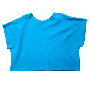 Japanalia One-Size Pullover Cropped Blouse 100% Cotton Bright Blue